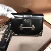 Designer Prada Cahier Leather Clutch Bag 1bh018 Black CY00640