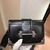 Designer Prada Cahier Leather Clutch Bag 1bh018 Black CY00640