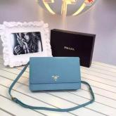 Replica Prada Sky Blue Saffiano Leather Wallet With Strap Clutch Bag 1M1361 CY00655