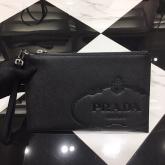 Prada Saffiano Leather Document Holder 2NG005 Black CY00715