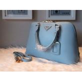 Designer Prada Saffiano Leather Top-handle Bag Baby Blue CY00747