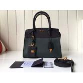 Designer Prada Esplanade Saffiano & Leather Bag - Black & Green CY00765