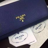 Prada 1M1132 Saffiano Leather Long Fold Wallet - Dark Blue CY00797