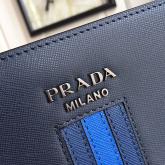 Prada Saffiano Leather Document Holder With Intarsia 2VN003 Blue CY00798