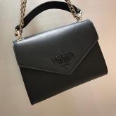 Prada Monochrome Saffiano Leather Bag 1BD127 Black CY00842