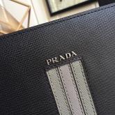 Prada Saffiano Leather Document Holder With Intarsia 2VN003 Grey CY00845