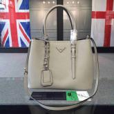 Prada Saffiano Cuir Leather Tote Bag BN2820 Grey CY00868