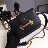 Prada Cahier Black Leather Shoulder Bag 1BL004 CY00879