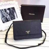 Prada Black Saffiano Leather Wallet With Strap Clutch Bag 1M1361 CY00924