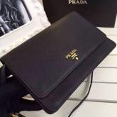 Prada Black Saffiano Leather Wallet With Strap Clutch Bag 1M1361 CY00924