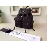 Prada BZ6677 Junior Signature Vela Leather Backpack Black CY00930