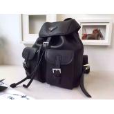 Prada BZ6677 Junior Signature Vela Leather Backpack Black CY00930