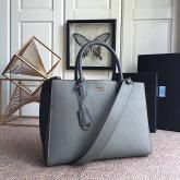 Replica Prada Bibliotheque Saffiano Leather Bag 1BA153 Grey CY00999