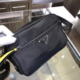 Prada Black Nylon Shoulder Bag 1BC167 With Yellow CY01013