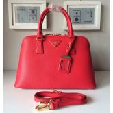 Designer Prada Saffiano Leather Top-handle Bag Red CY01014