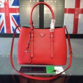 Prada Saffiano Cuir Leather Tote Bag BN2820 Red CY01056