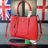 Prada Saffiano Cuir Leather Tote Bag BN2820 Red CY01056