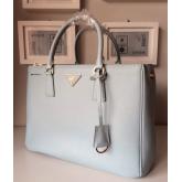 Prada Classic Saffiano Leather Tote Bag Baby Blue CY01090