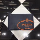 Prada Saffiano Leather Document Holder 2NG005 Blue And Papaya Replica CY01101