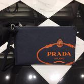 Prada Saffiano Leather Document Holder 2NG005 Blue And Papaya Replica CY01101