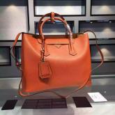 Prada BN2756 BN2775 Saffiano Cuir Orange Leather Tote CY01130