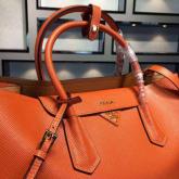 Prada BN2756 BN2775 Saffiano Cuir Orange Leather Tote CY01130