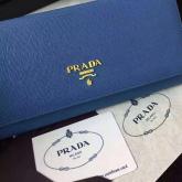 Designer Prada 1M1132 Saffiano Leather Long Fold Wallet - Blue CY01165