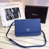 Prada Diamond Blue Saffiano Leather Wallet With Strap Clutch Bag 1M1361 CY01203