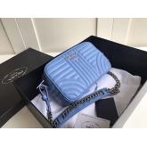 Prada Diagramme Leather Cross-body Bag 1bh083 Blue CY01223