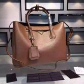 Prada BN2756 BN2775 Saffiano Cuir Cocoa Browm Leather Tote CY01229