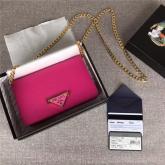 Prada 1BP006 Lux Chain Rosy Pink Leather Shoulder Bag Replica CY01231