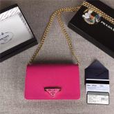 Prada 1BP006 Lux Chain Rosy Pink Leather Shoulder Bag Replica CY01231