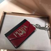 Prada Two-tone Leather Shoulder Bag 1BD101 Red CY01234