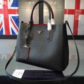 Prada BN2756 BN2775 Saffiano Cuir Black Leather Tote CY01265