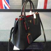 Prada BN2756 BN2775 Saffiano Cuir Black Leather Tote CY01265