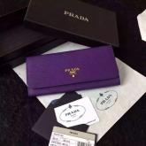 Prada 1M1132 Saffiano Leather Long Fold Wallet - Purple CY01283