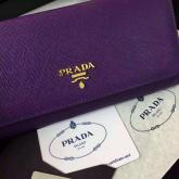 Prada 1M1132 Saffiano Leather Long Fold Wallet - Purple CY01283