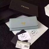 Prada 1M1132 Saffiano Leather Long Fold Wallet - Light Blue CY01297