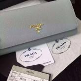 Prada 1M1132 Saffiano Leather Long Fold Wallet - Light Blue CY01297