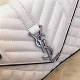 YSL Medium Classic Monogram Saint Laurent Satchel In Dove White And Black Mixed Matelasse Leather Replica CY00006