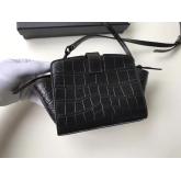 YSL Yves Saint Laurent Toy Cabas Bag In Black Crocodile Embossed Leather CY00010