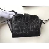 YSL Yves Saint Laurent Toy Cabas Bag In Black Crocodile Embossed Leather CY00010