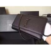 YSL Saint Laurent Classic Monogram Satchel In Grain De Poudre Textured Leather Black CY00027