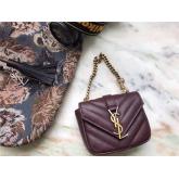 YSL Yves Saint Laurent Mini College Bag In Wine Red Matelasse Leather 438549 CY00044