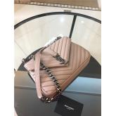 Designer YSL Saint Laurent Medium College Bag In Powder Pink Matelasse Leather 428056 CY00052