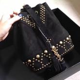 YSL Yves Saint Laurent Small Y Studs Bucket Bag In Black Suede And Gold-Toned Metal CY00067