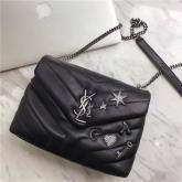 Designer YSL Saint Laurent Small Lou Lou Charm-Embellished Leather Chain Shoulder Bag CY00074