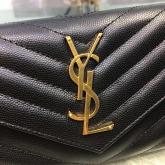 Replica YSL Saint Laurent Flap Wallet Textured Matelasse Leather 372264 Black CY00076