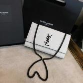 Replica YSL Saint Laurent Classic Monogram Satchel In Grain De Poudre Textured Leather White CY00081