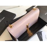 YSL Classic Medium Kate Monogram Saint Laurent Tassel Satchel In Pink Crocodile Embossed Shiny Leather 354119 In Gold Hardware CY00114